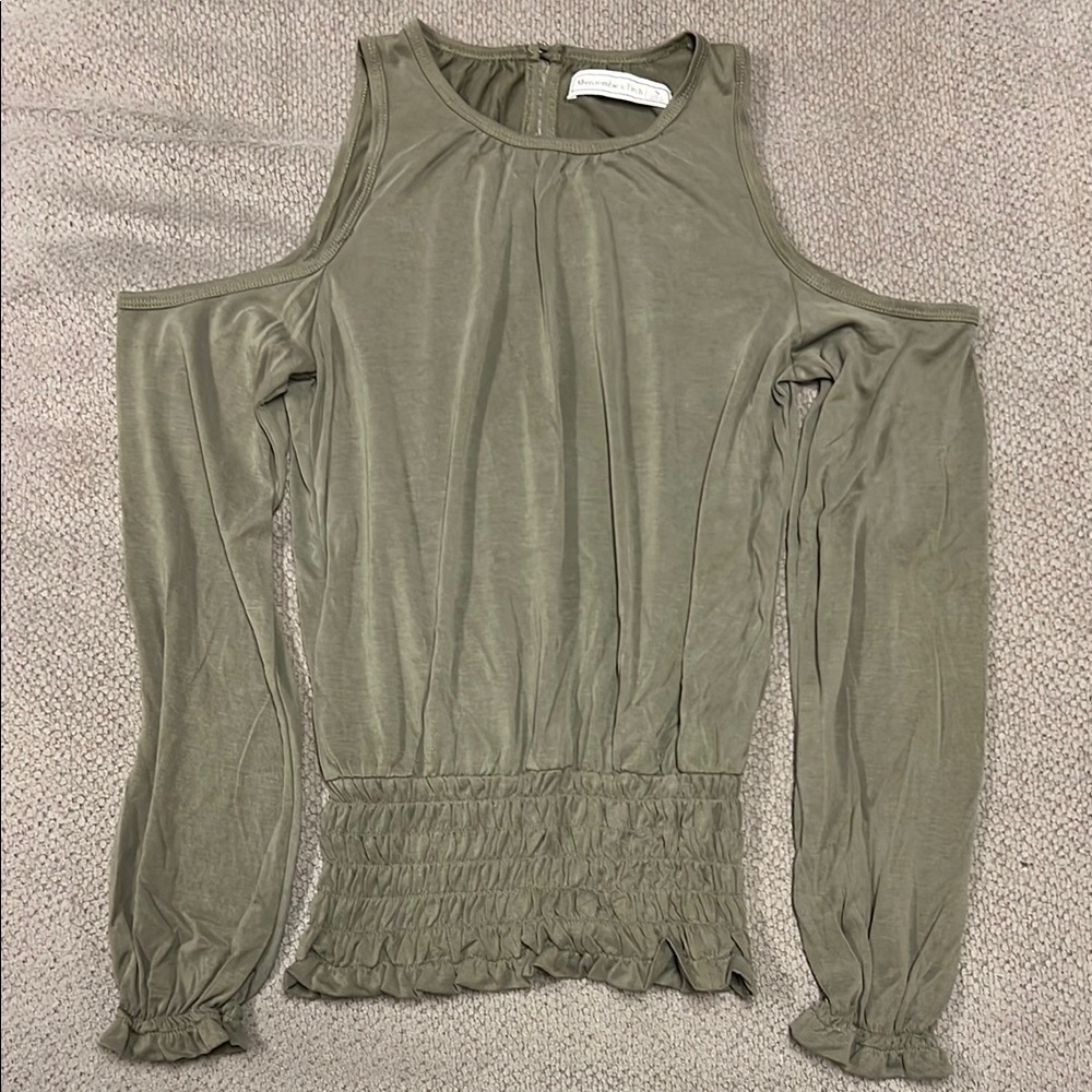 Abercrombie & Fitch Olive Green Cold Shoulder Blouse